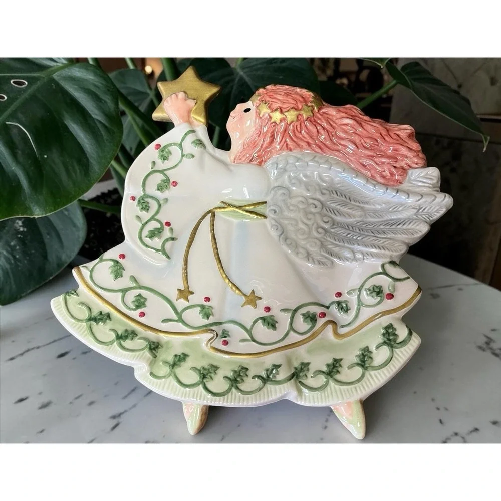Fitz & Floyd Essentials Moonbeams Angel Canape Serving Decorative Plate 2003 Vtg